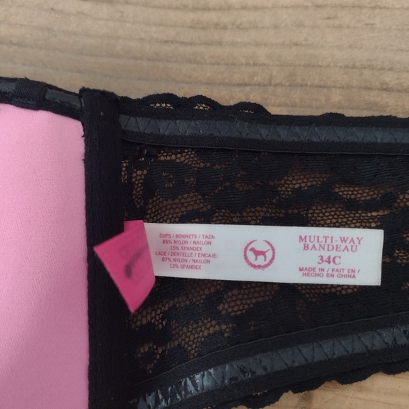 PINK Victoria's Secret Black Multiway Bandeau Size 34C - Picture 3 of 8